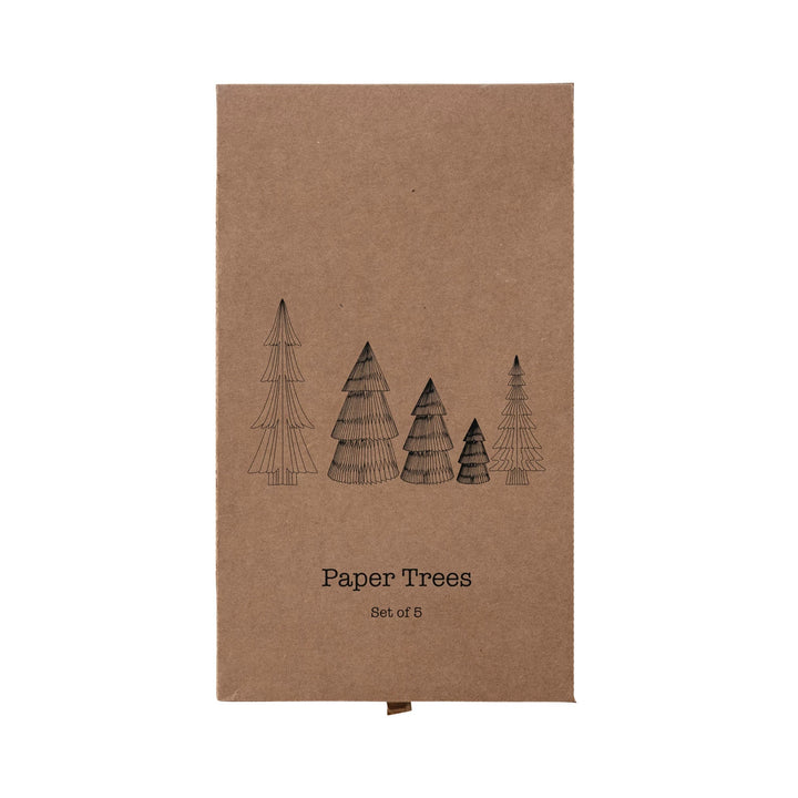 Paper Folding Honeycomb Trees with Gold Glitter Set of 5