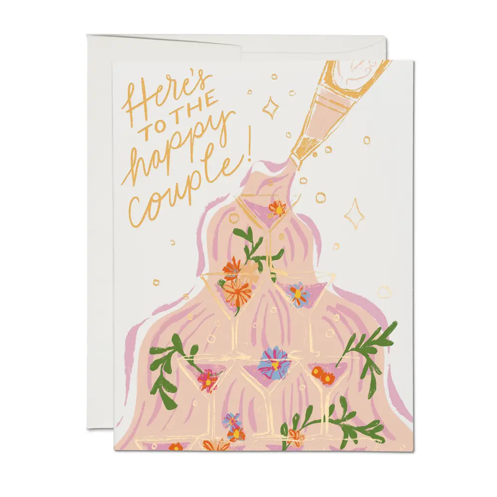 Champagne Fountain Happy Couple Card