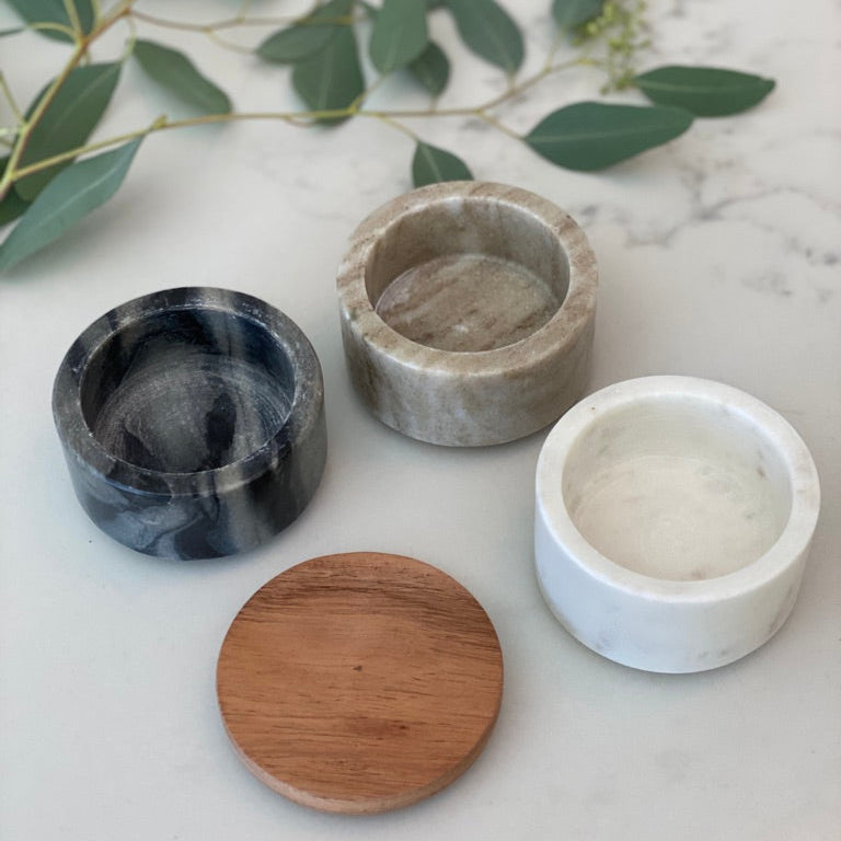 Marble Stacking Pinch Pots w/Acacia Lid