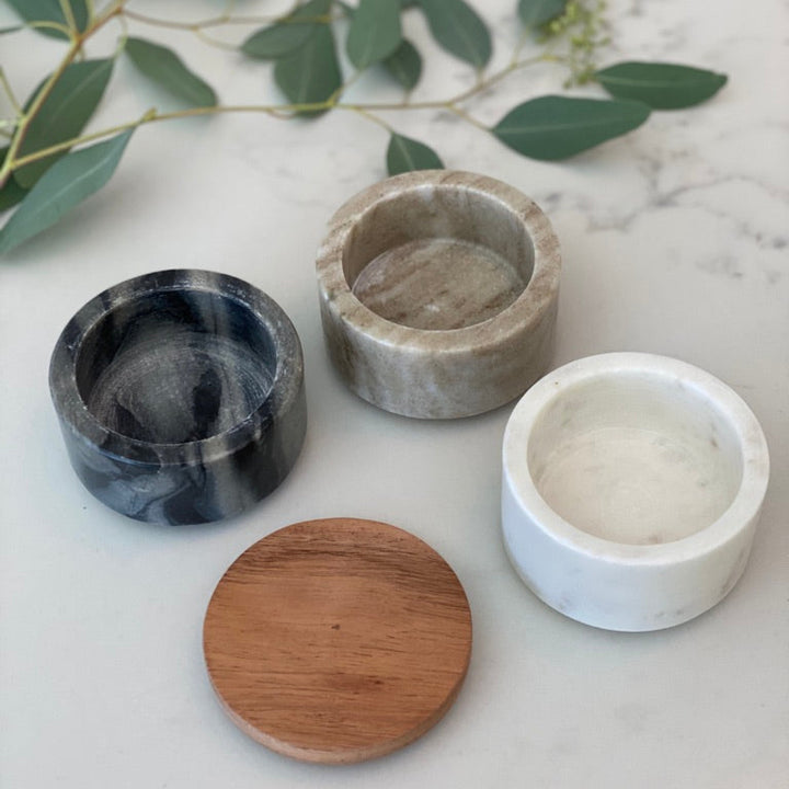 Marble Stacking Pinch Pots w/Acacia Lid