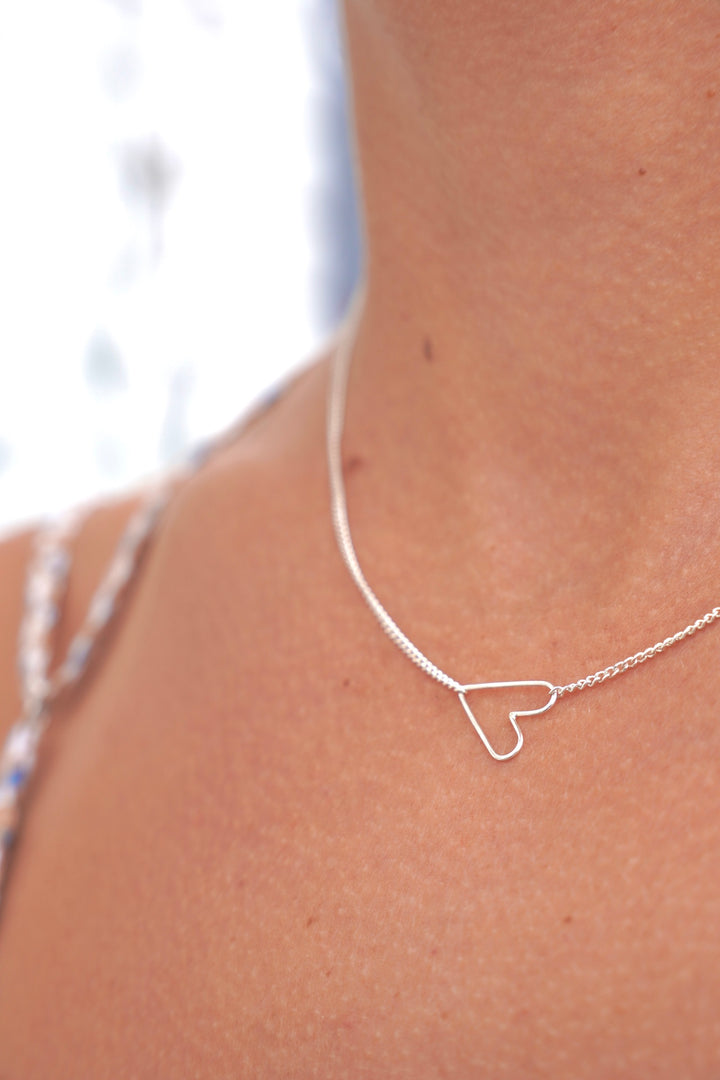 Jane Hollinger Teenie Sterling Silver Heart 16" Necklace
