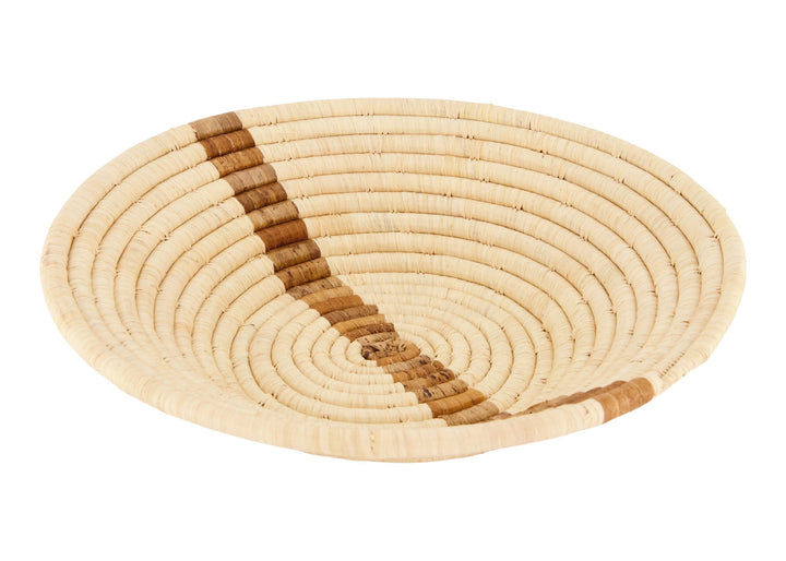 12" Large Banana Bark Striped Round Basket