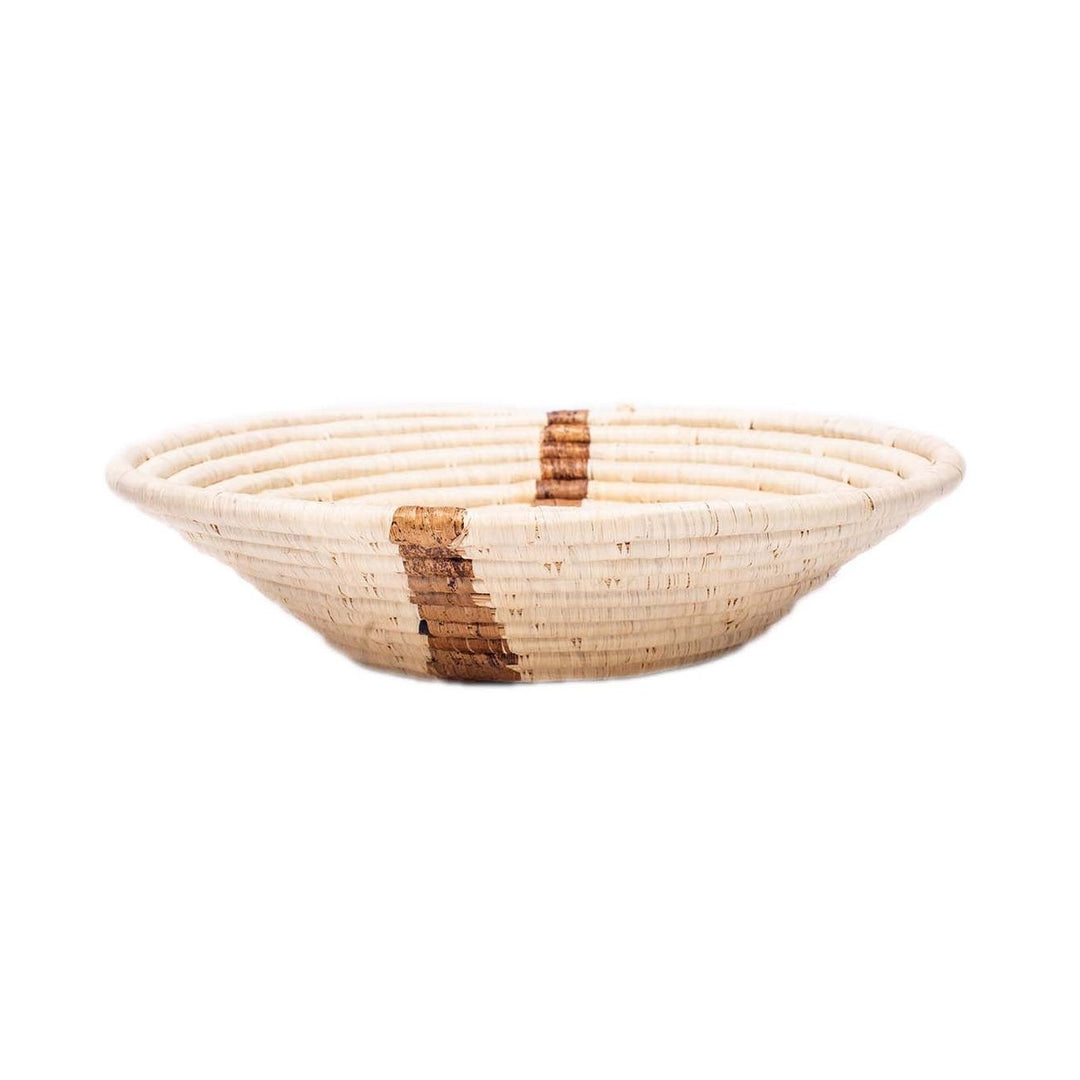 12" Large Banana Bark Striped Round Basket