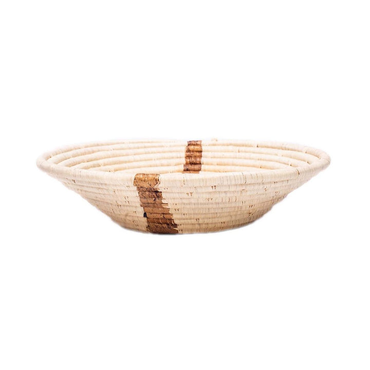 12" Large Banana Bark Striped Round Basket