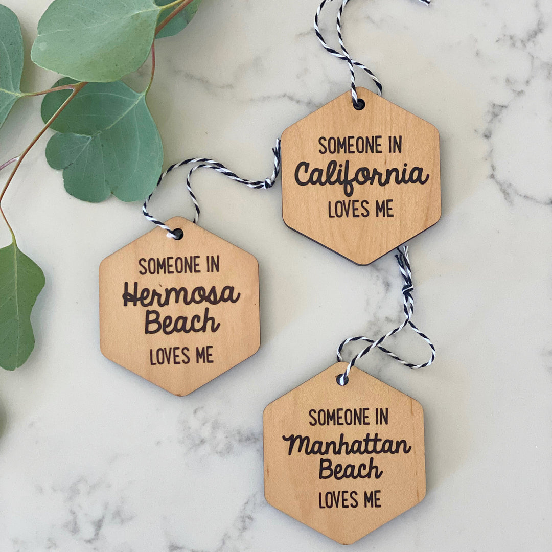 Someone In Manhattan Beach Loves Me Wood Ornament