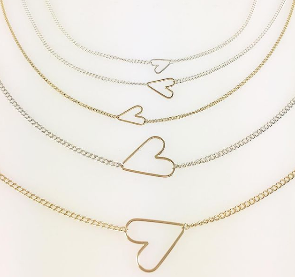 Jane Hollinger Sweetie Floating Heart Necklace Silver / Gold