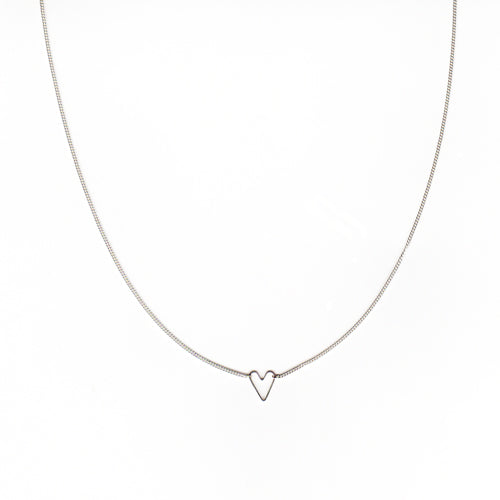 Jane Hollinger Teenie Sterling Silver Heart 16" Necklace