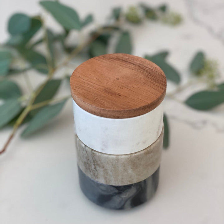 Marble Stacking Pinch Pots w/Acacia Lid