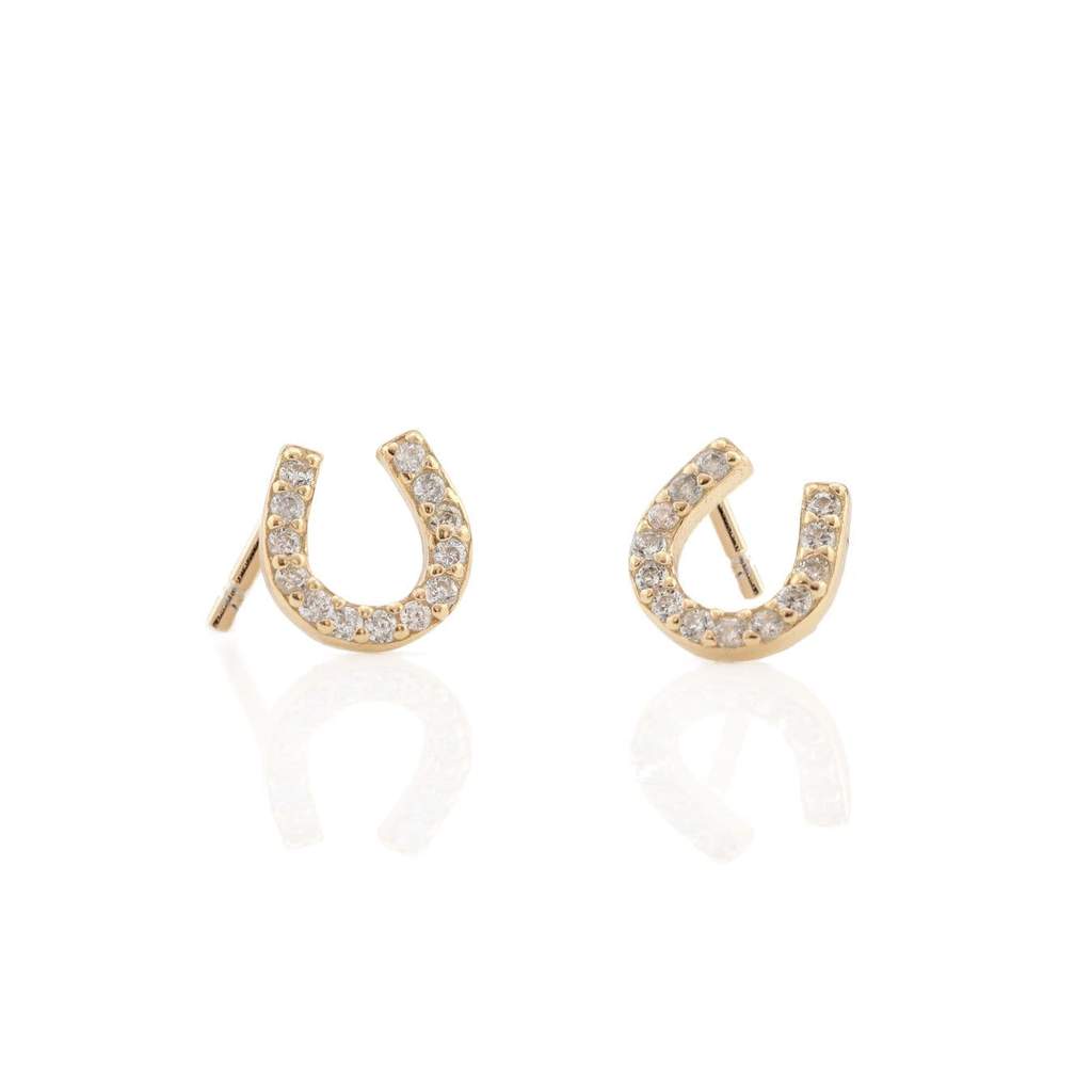 Kris Nations Horseshoe Pave Stud Earrings