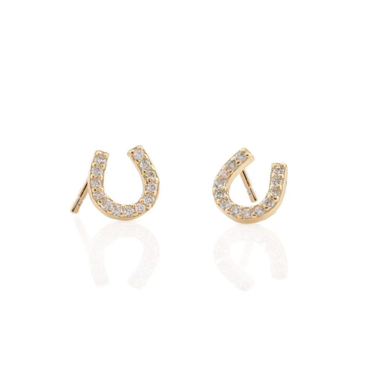 Kris Nations Horseshoe Pave Stud Earrings