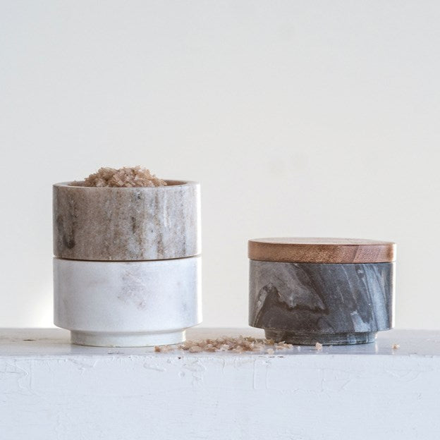 Marble Stacking Pinch Pots w/Acacia Lid