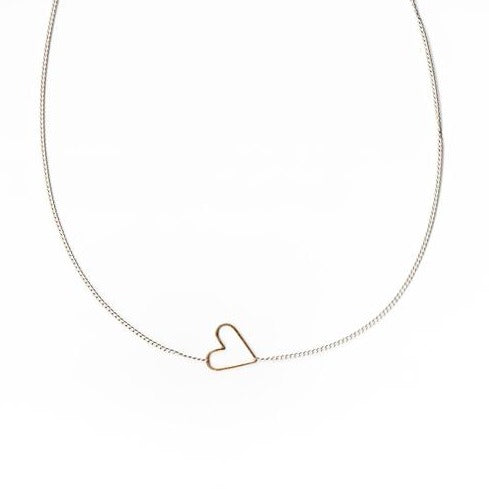 Jane Hollinger Sweetie Floating Heart Necklace Silver / Gold