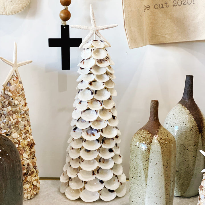 White Clam Seashell Tree 12 inch